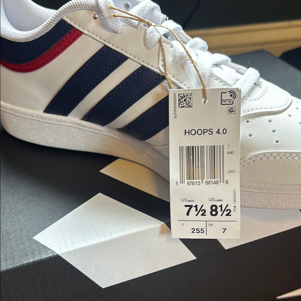 Adidas White and Blue Hoops 4.0 - Picture 3 of 5